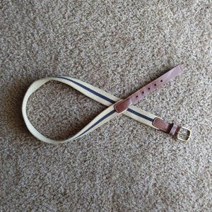 Vintage Belt - Khaki with Navy Stripe